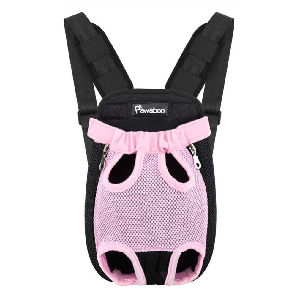 Pawaboo Pet Carrier Backpack Adjustable for Pets/Cat/Dog Bag, Black Pink MEDIUM